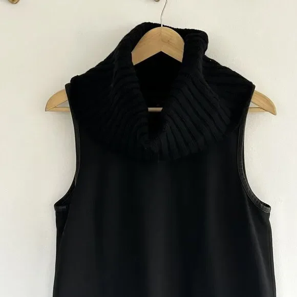 New Theory Abrelia Tailor Wool Shift Dress Size 12 Cowl Neck Pockets Sleeveless - Picture 4 of 11